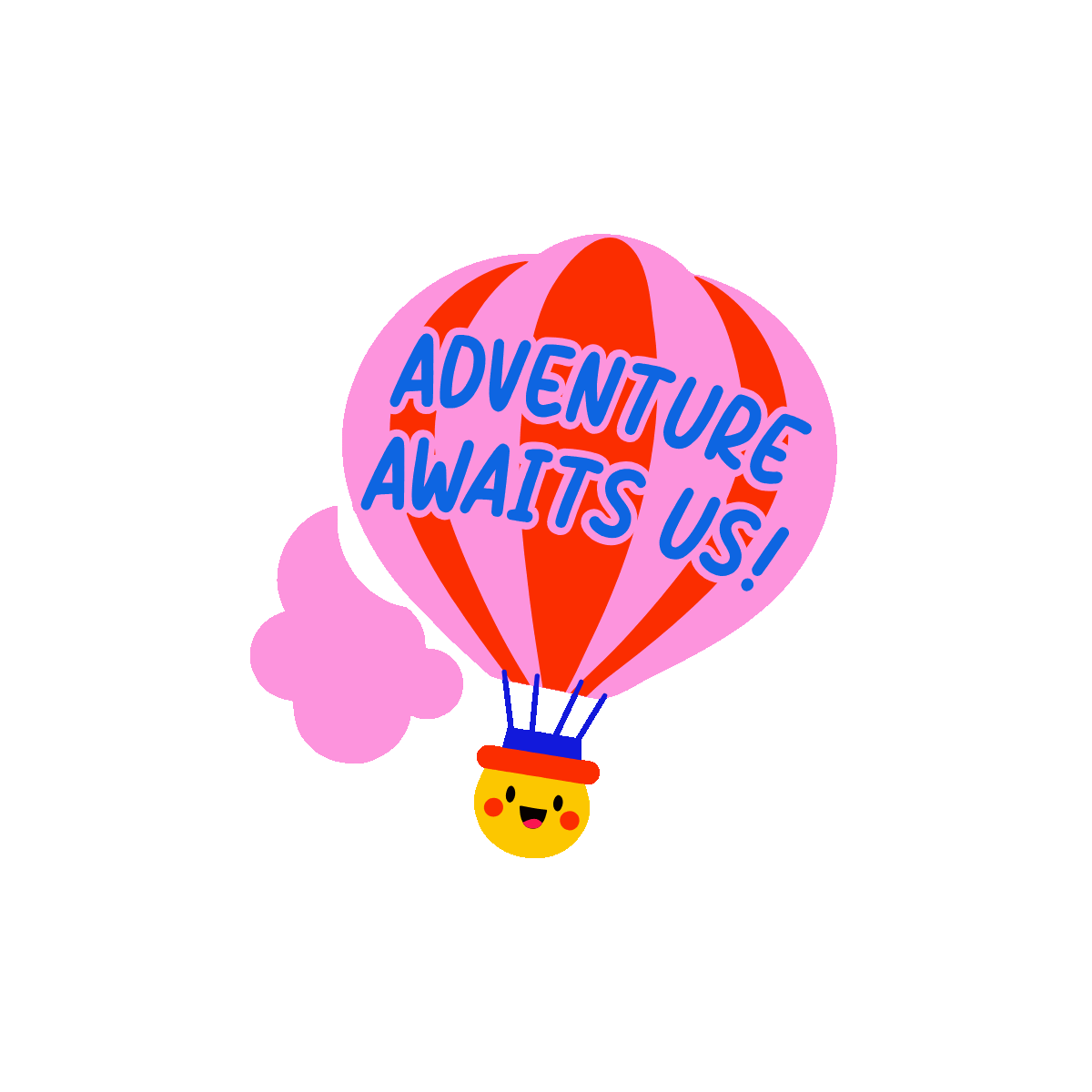 Animated hot air balloon with adventure text
