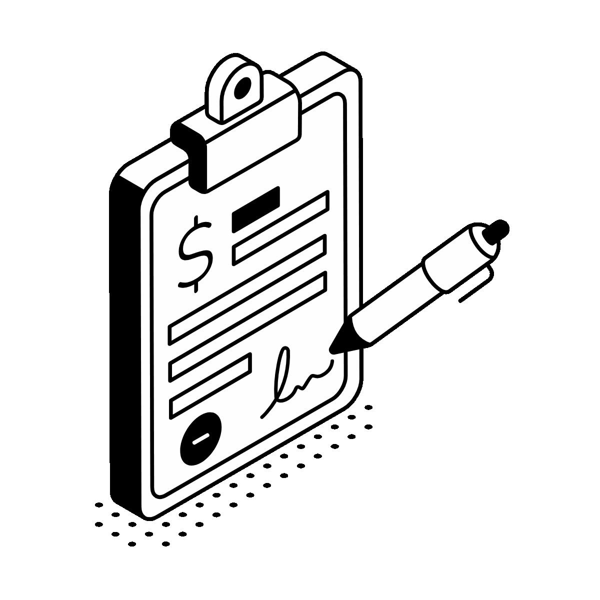 Animated isometric loan contract document