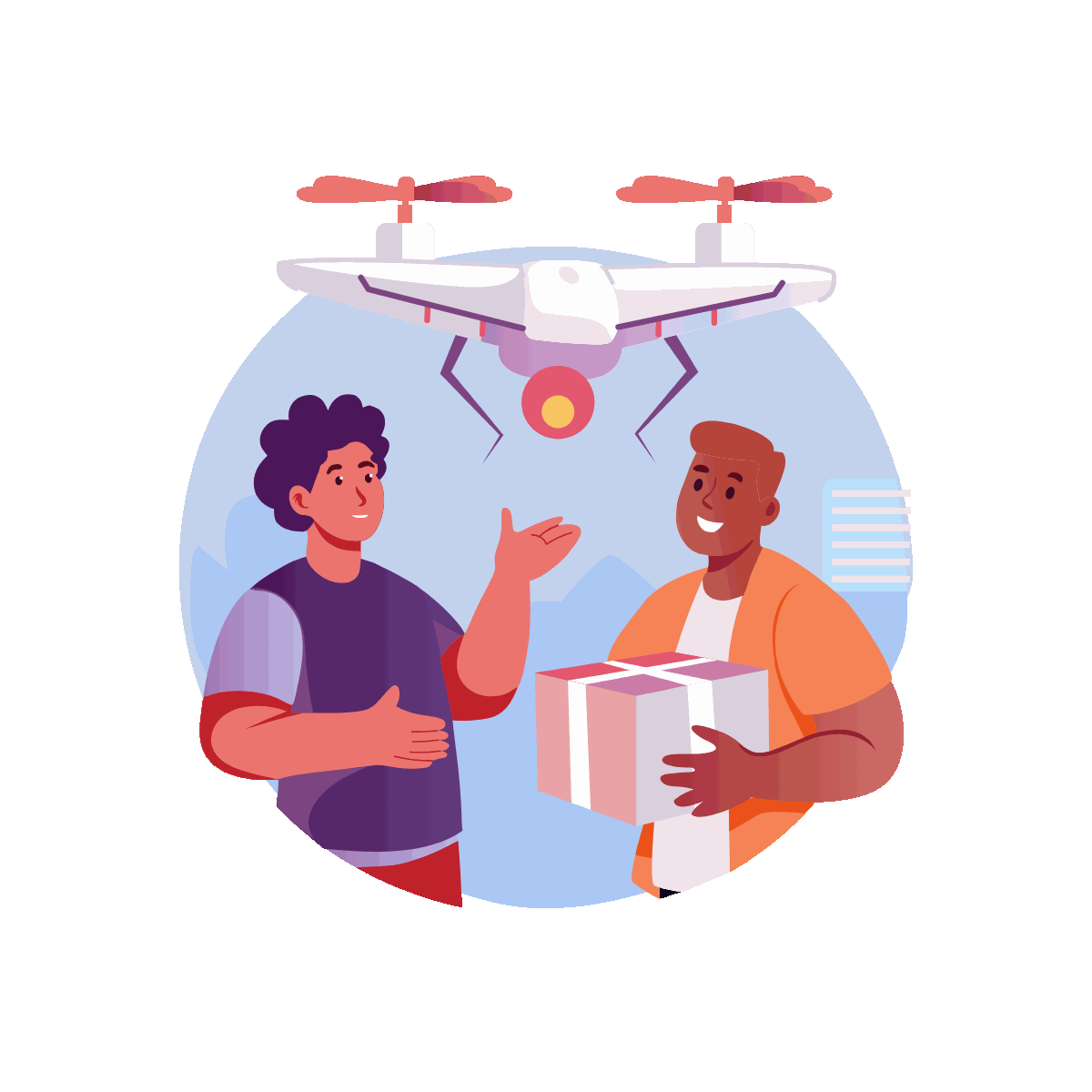Flat Animated Drone Delivery Illustration