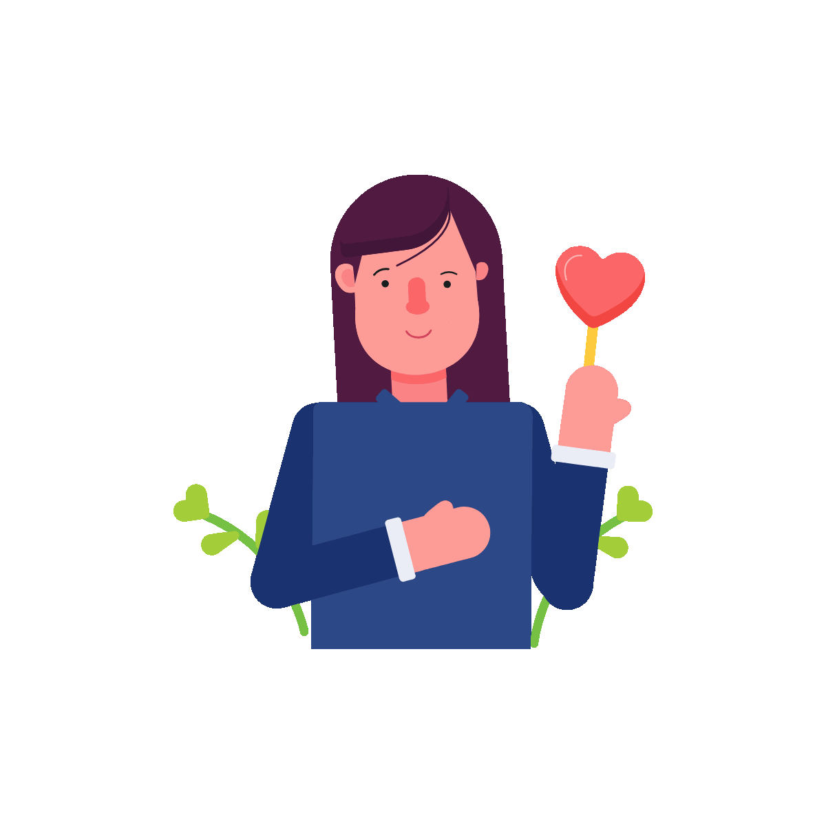 Animated icon of a Valentine girl