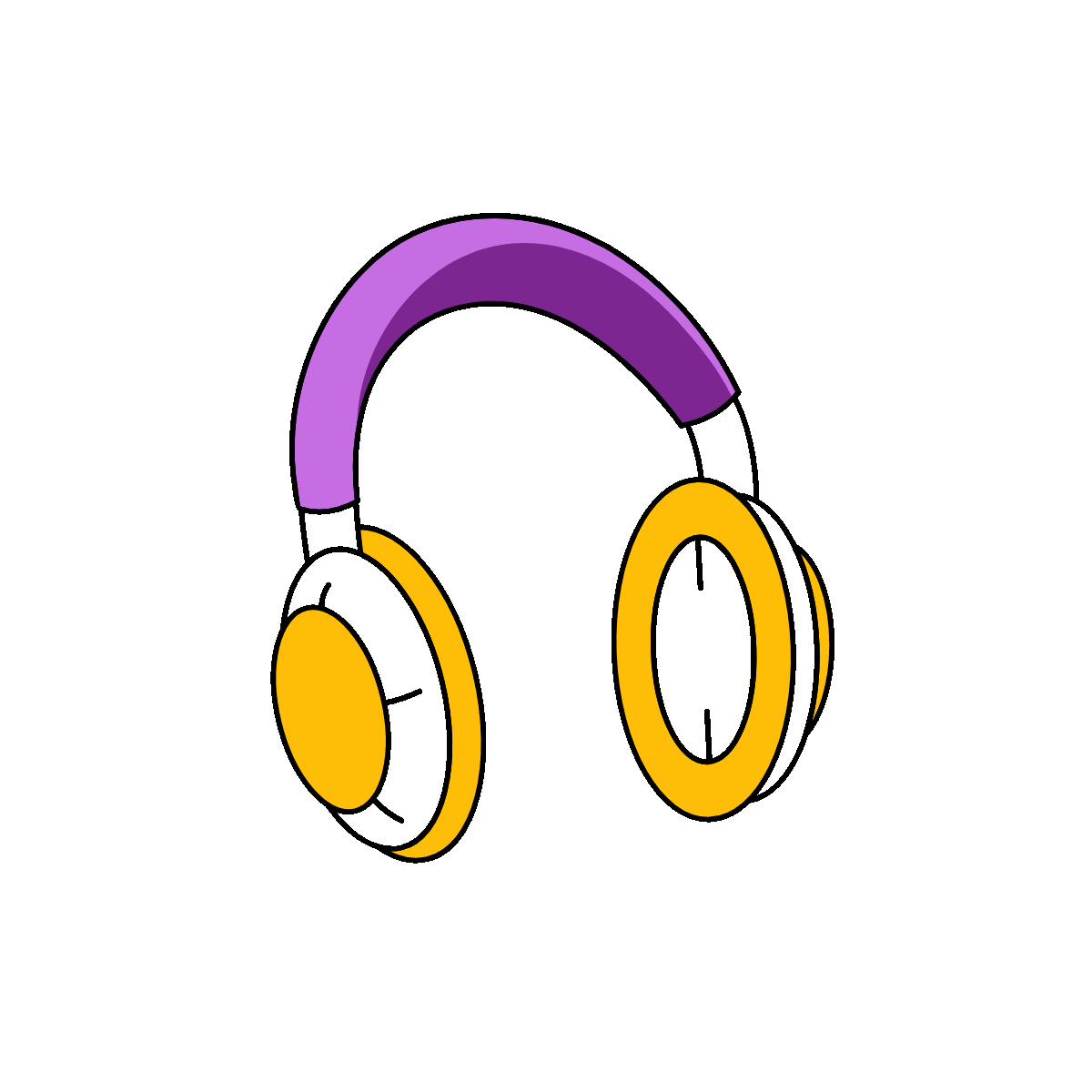 A hand drawn style animated icon showing music headphone