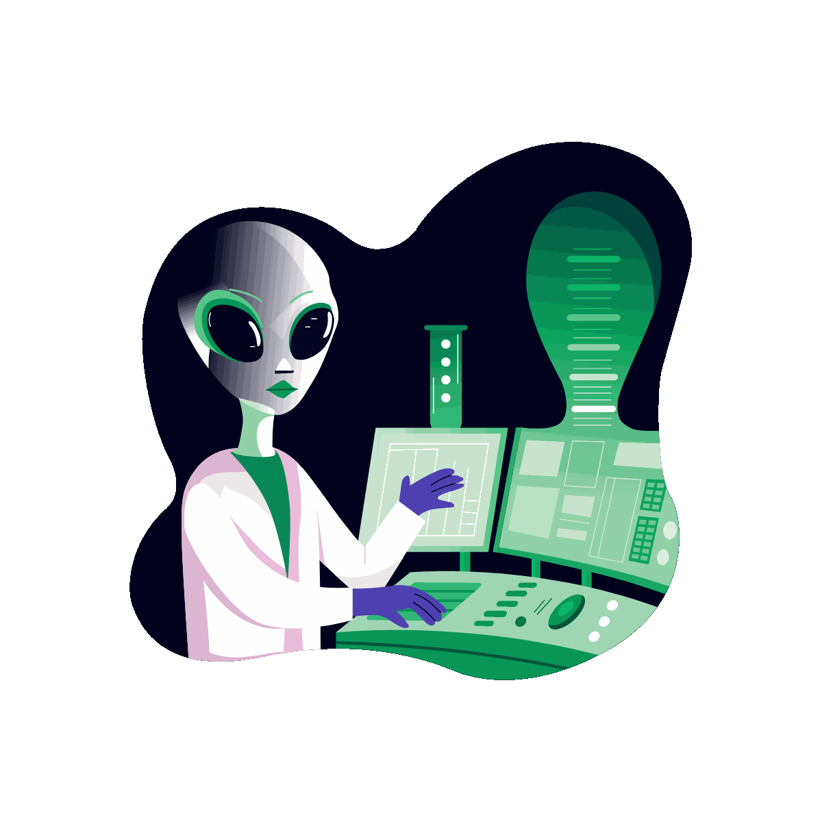 Alien Scientist Space Illustration Design