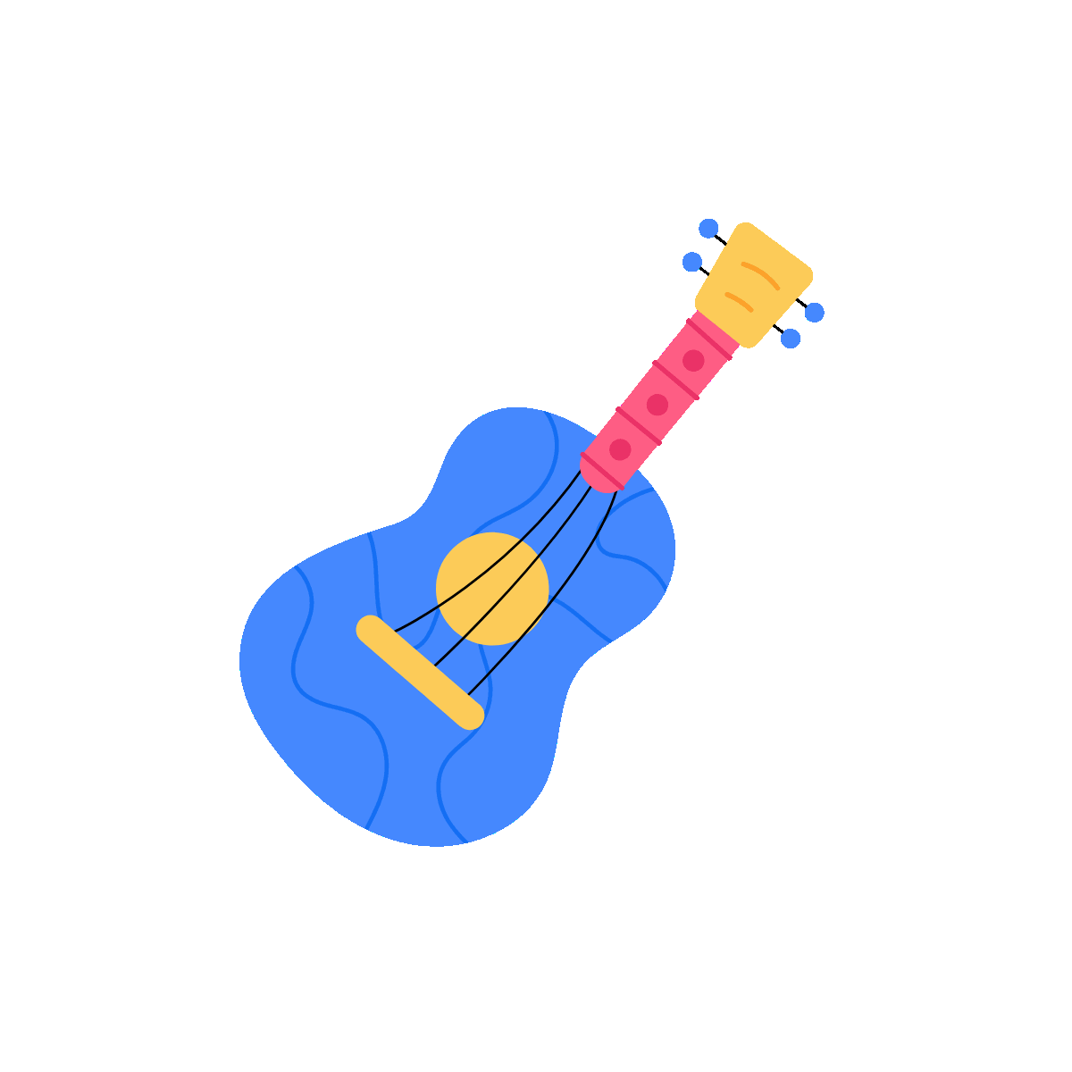Guitar Music Animated Flat Sticker