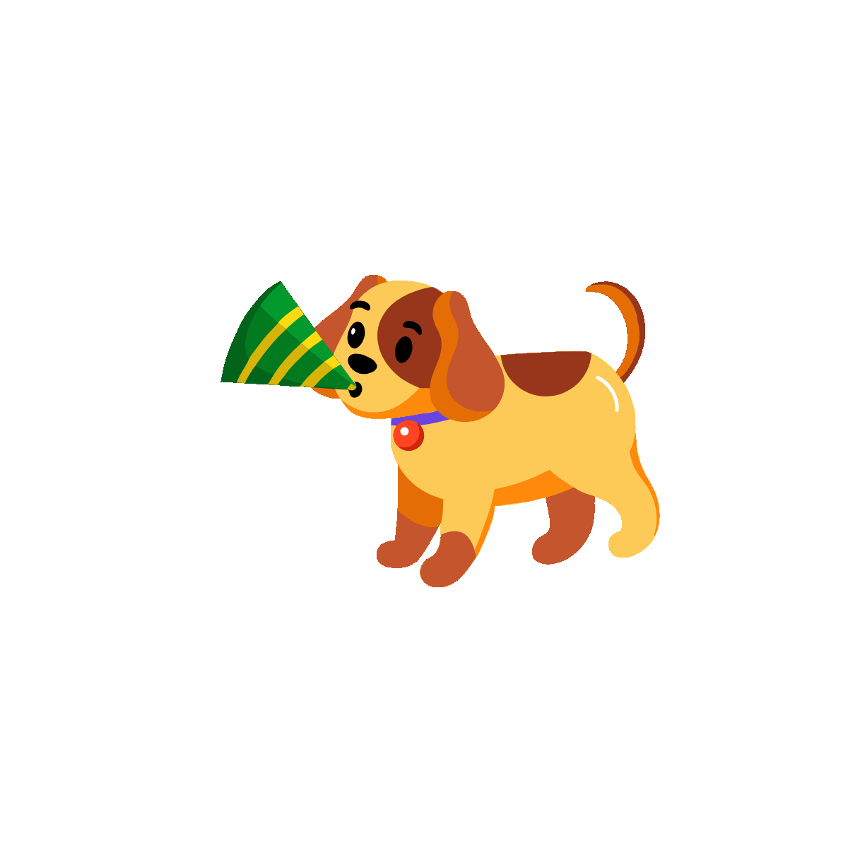 Animated Dog Blowing a Festive Party Horn
