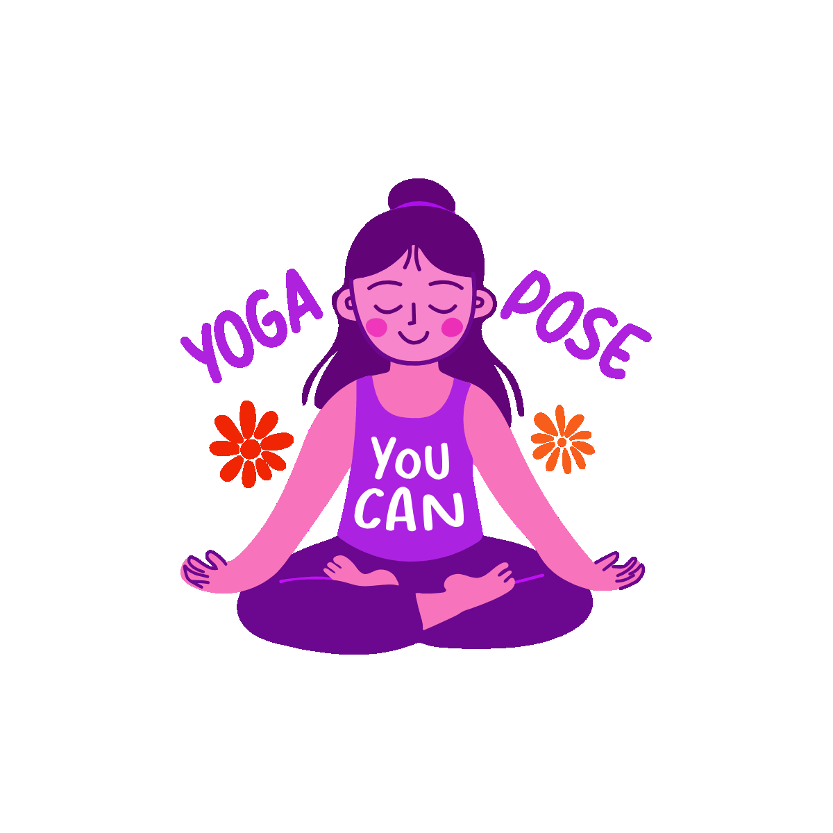 yoga pose, , meditation, calmness, mindfulness, yoga, lettering, typography, words, font, text, flat