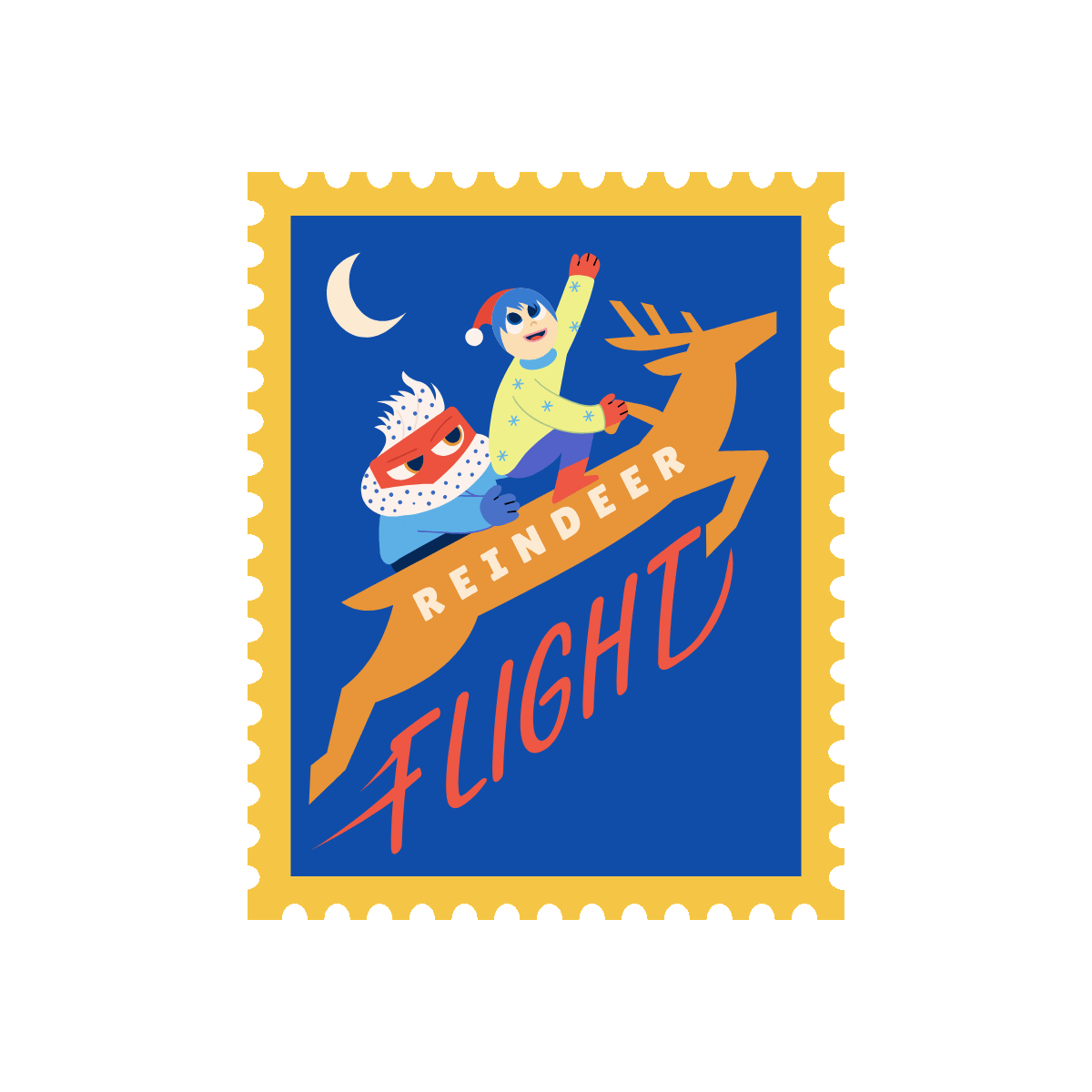 Animated Reindeer Flight Christmas Stamp