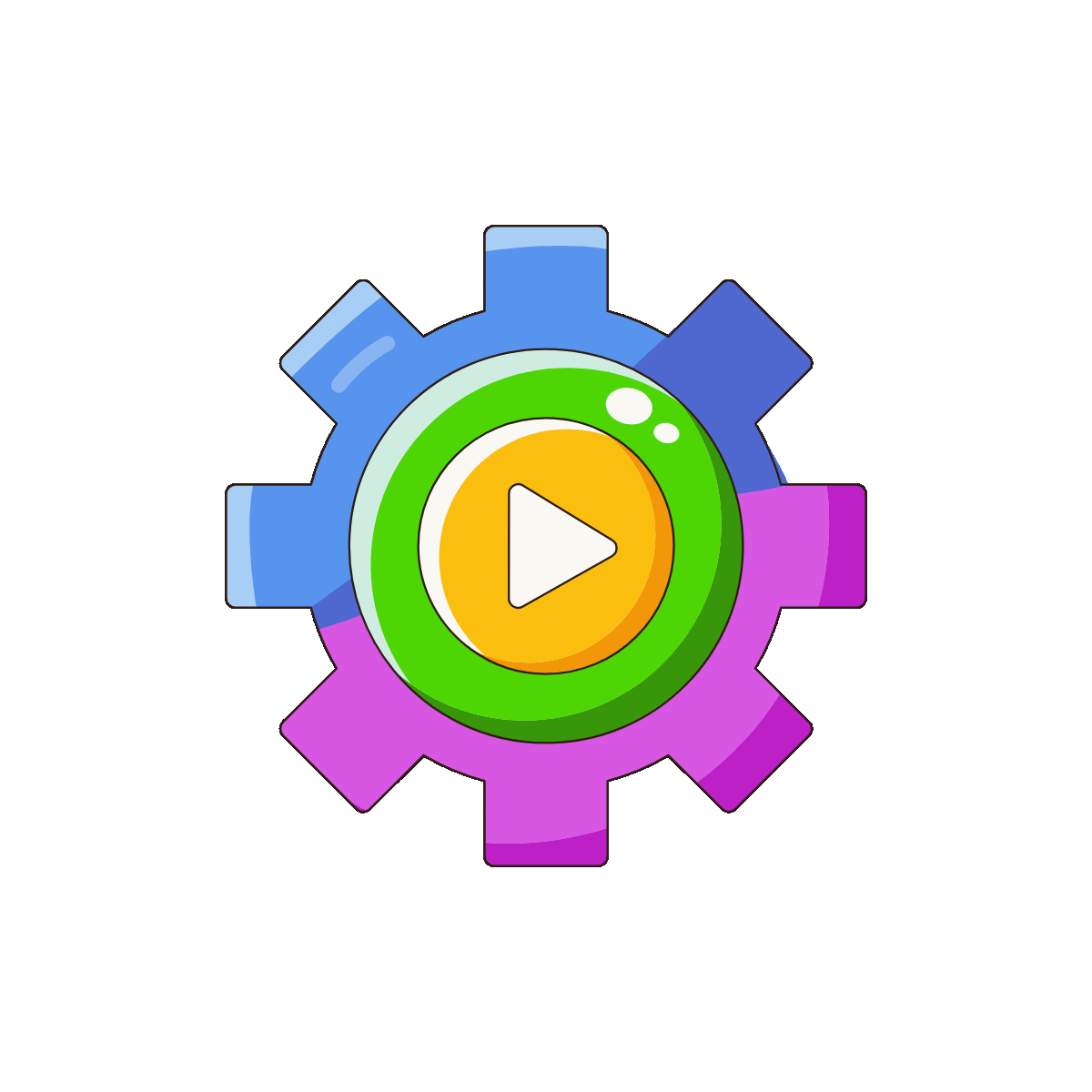 Video Setting Flat Animated Icon Design
