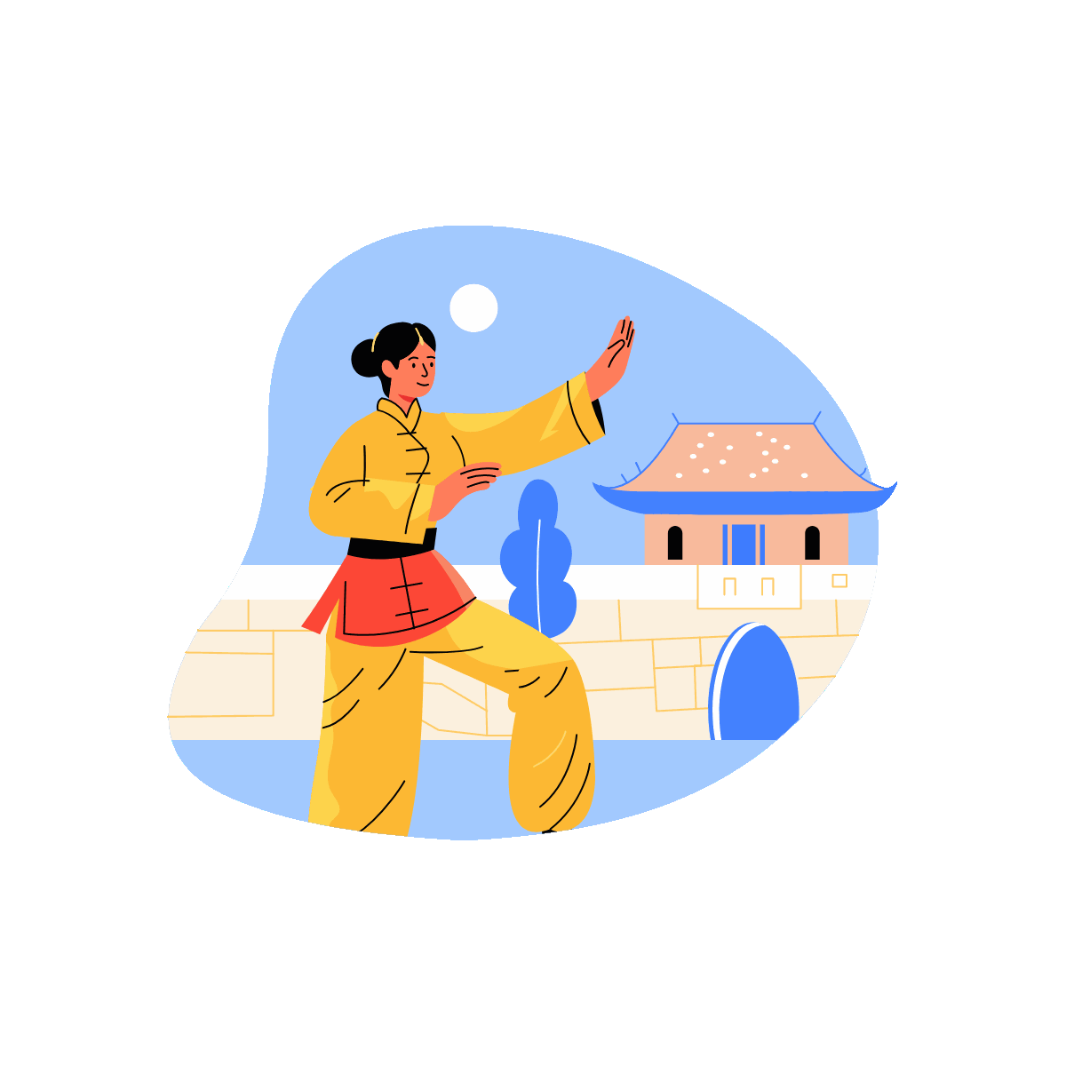 Flat animated martial arts illustration