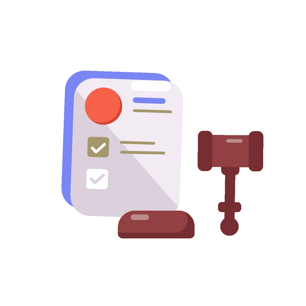 A flat style animated icon depicting legal documents