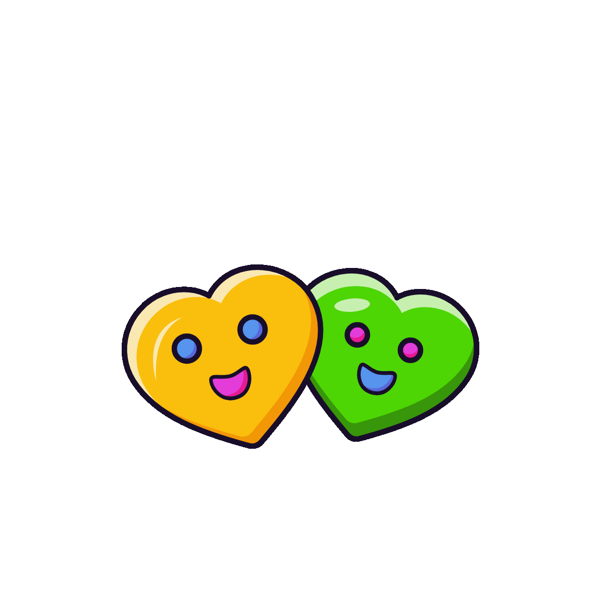 Smiling Hearts Flat Animated Icon Design
