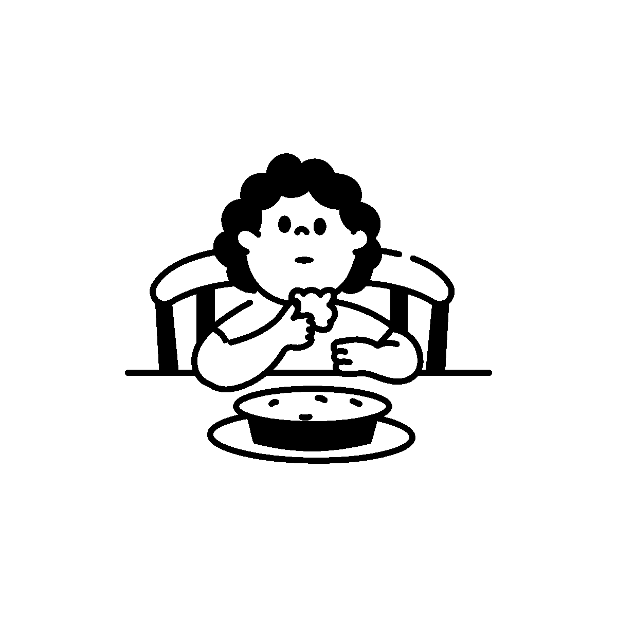 Hand-Drawn Person Eating Animated Icon