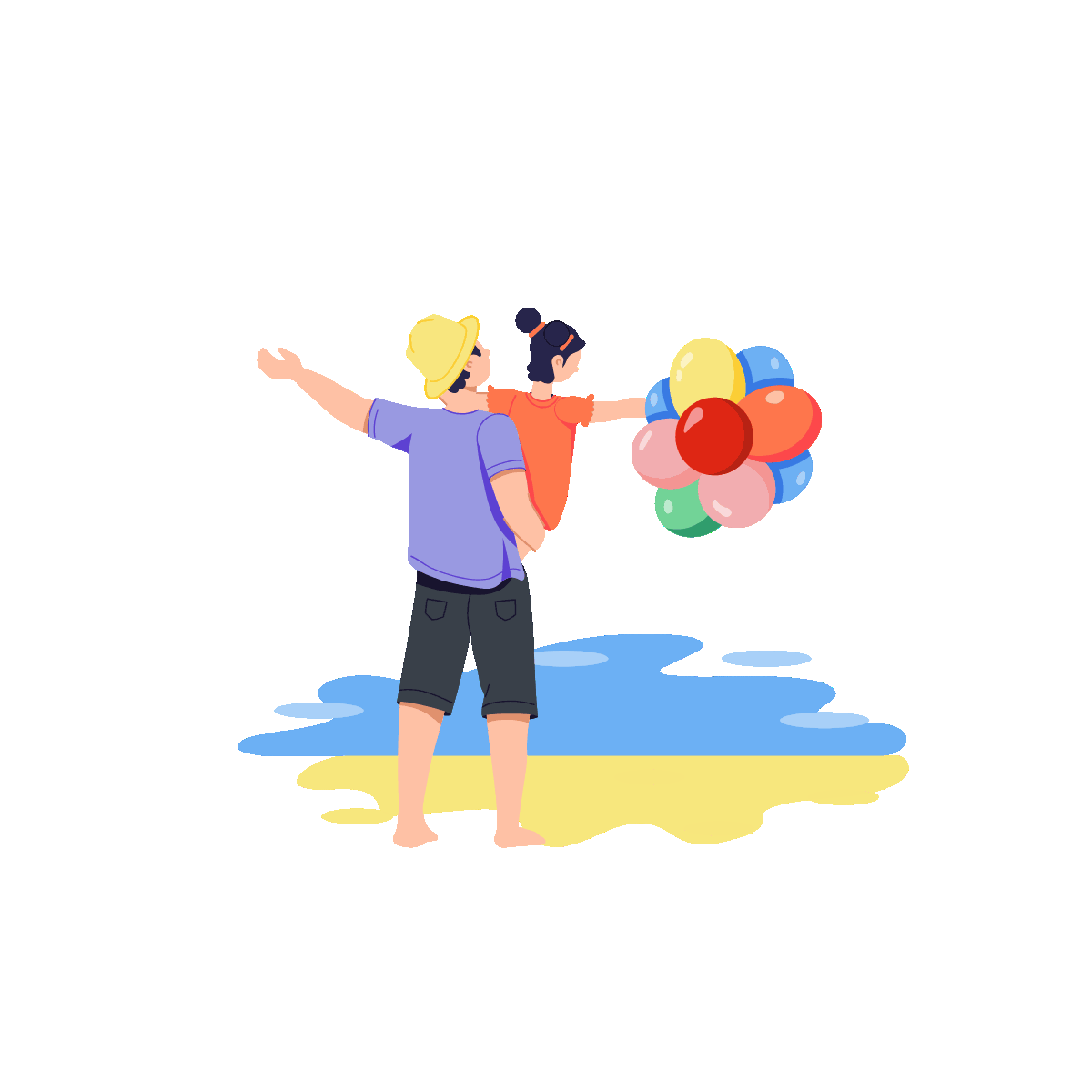 Father and Daughter Enjoying Beach Fun