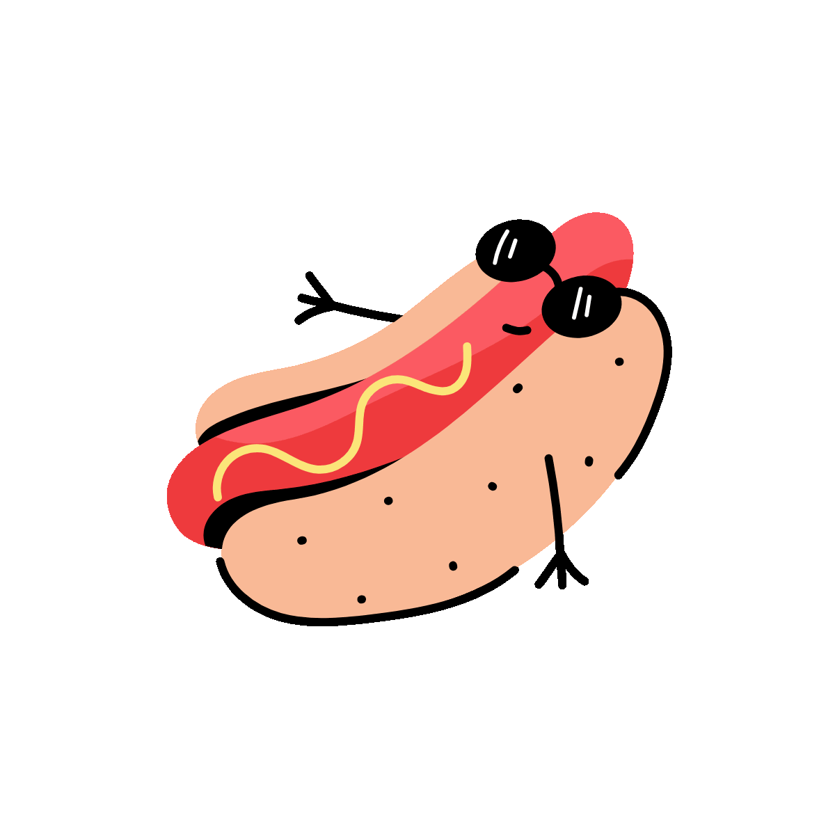 Flat Animated Hot Dog Food Sticker Art