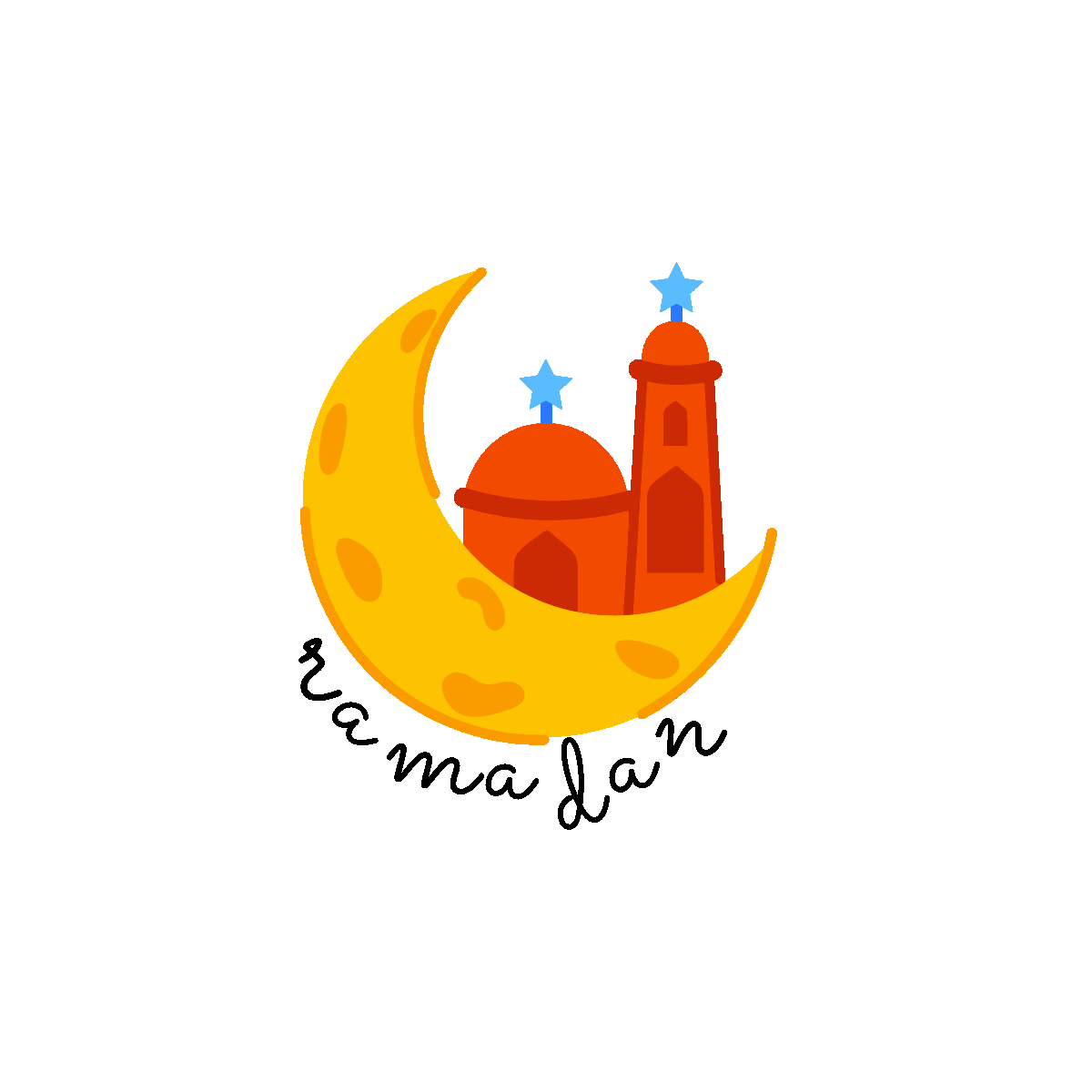 Ramadan Moon Flat Animated Sticker Design