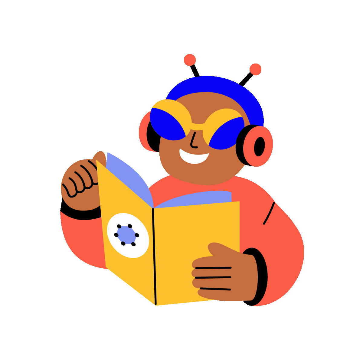 A flat style animated illustration showing ai reader
