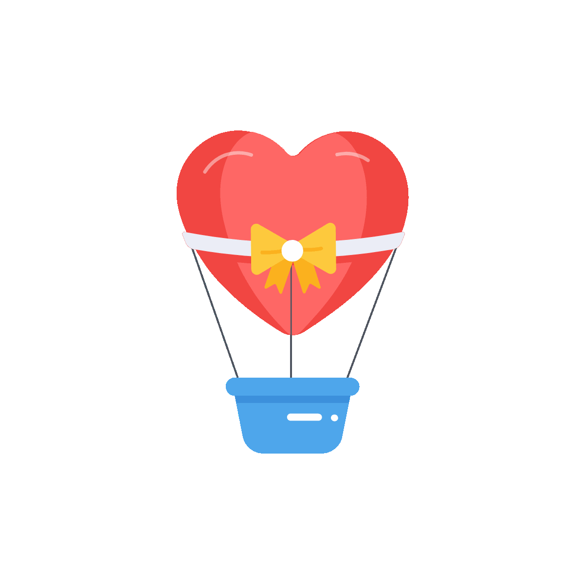 Animated icon of a romantic balloon ride