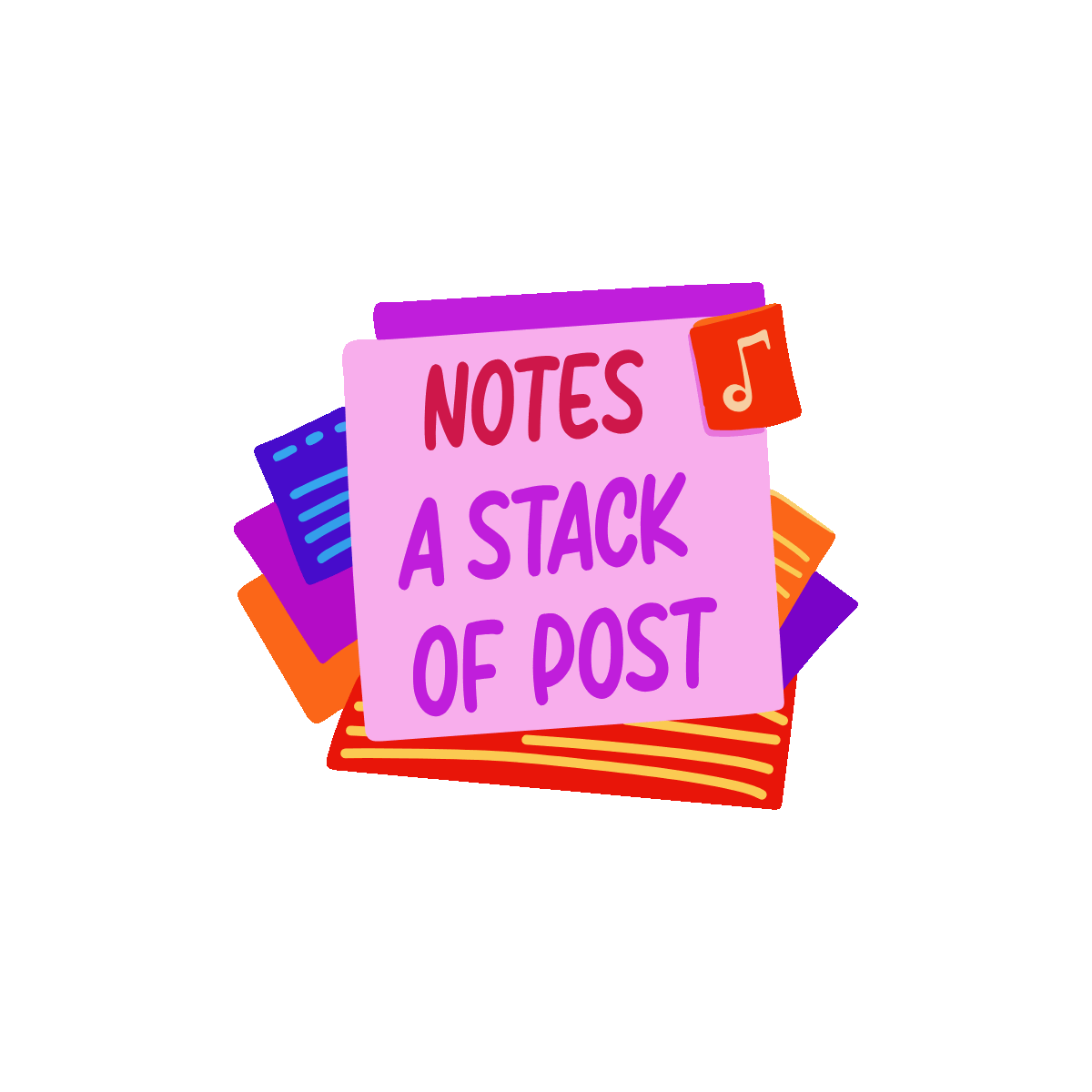 notes, papers, sticky, reminder, lettering, typography, quote, words, font, text, flat, vector