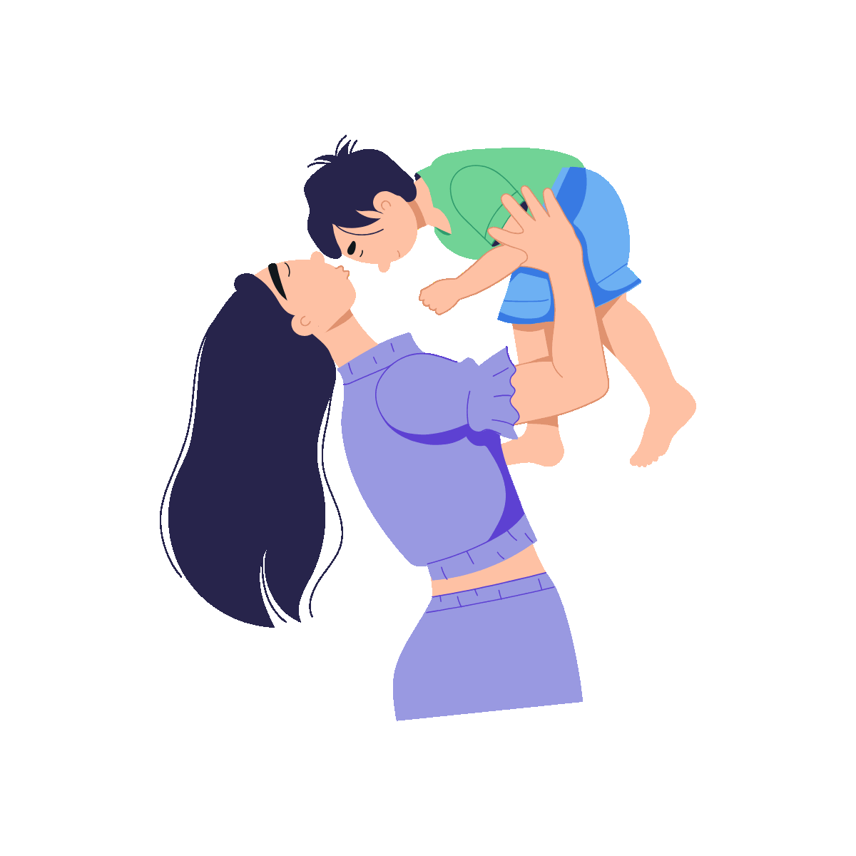 Flat Animated Illustration of Baby Love