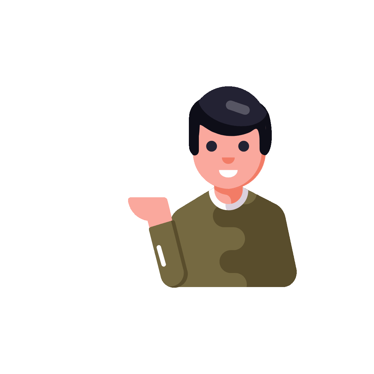 A flat style animated icon depicting data analyst