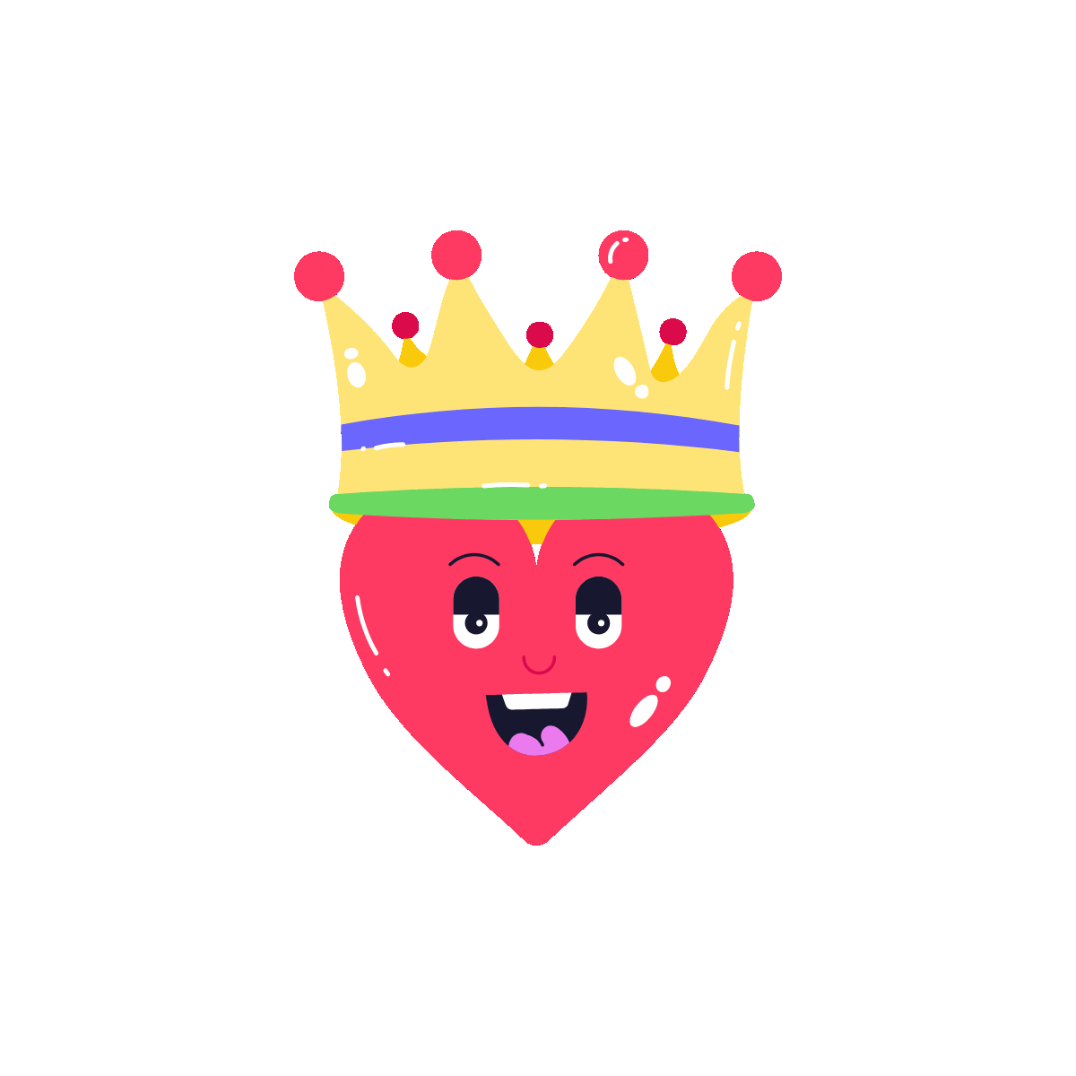 Queen Heart Animated Flat Sticker Design