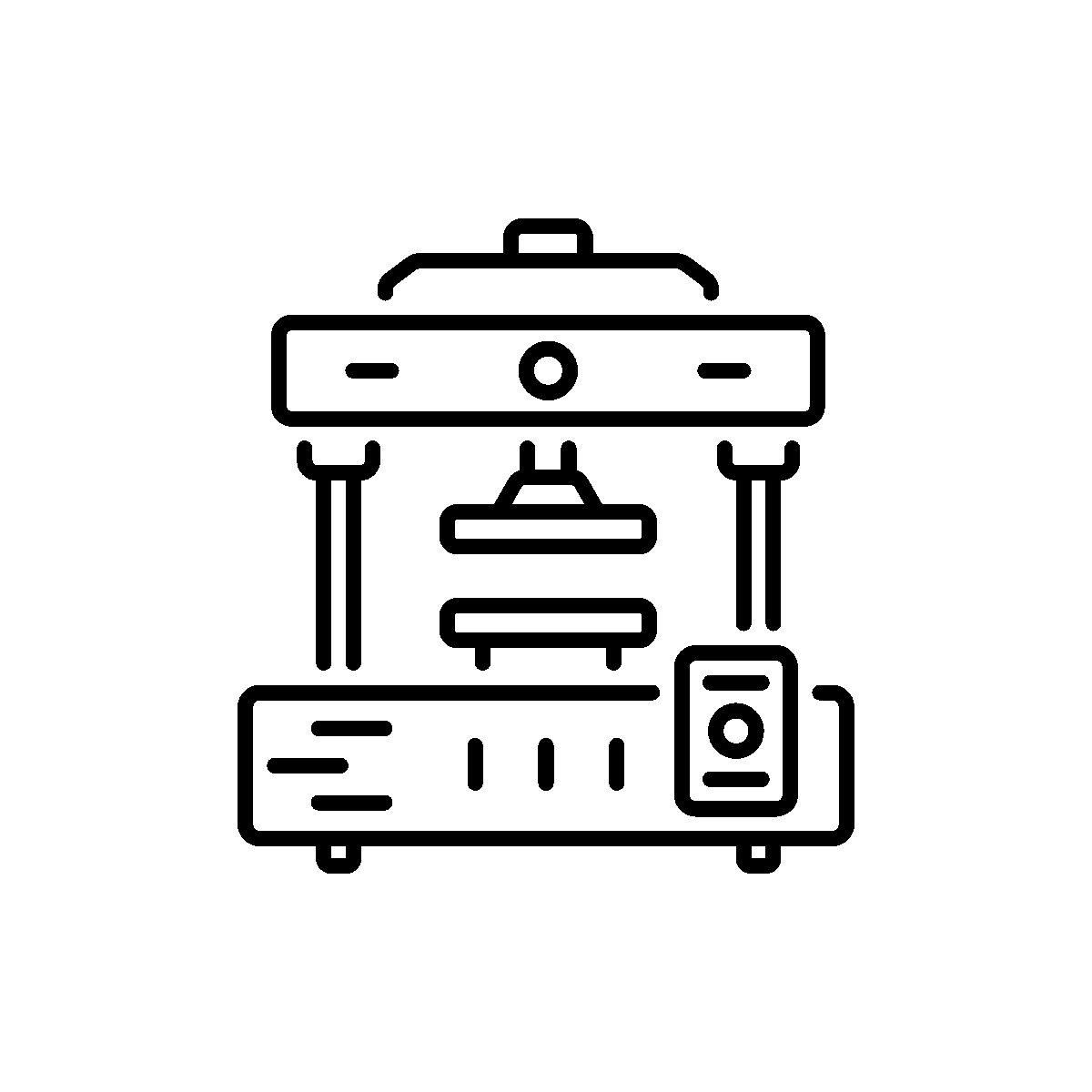 Press machine for shaping industrial parts