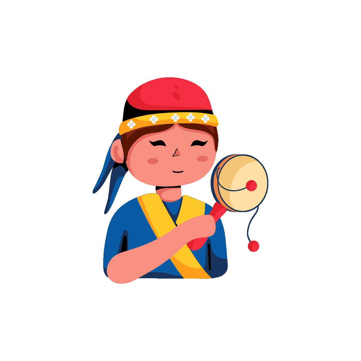 Animated flat icon of rattle drum concept