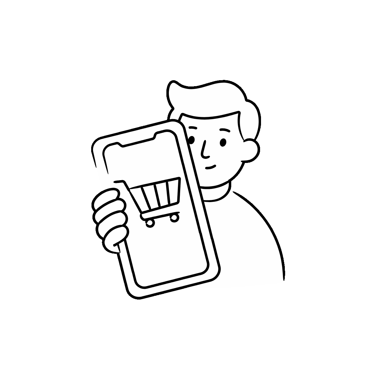 Hand-Drawn Mobile Shopping Doodle Icon Design