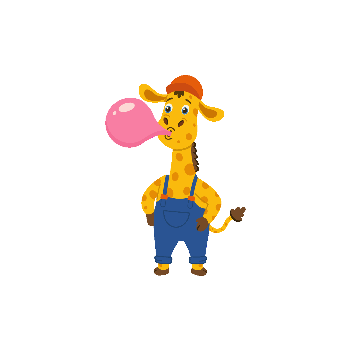 Giraffe Blowing Pink Bubble Gum Bubble
