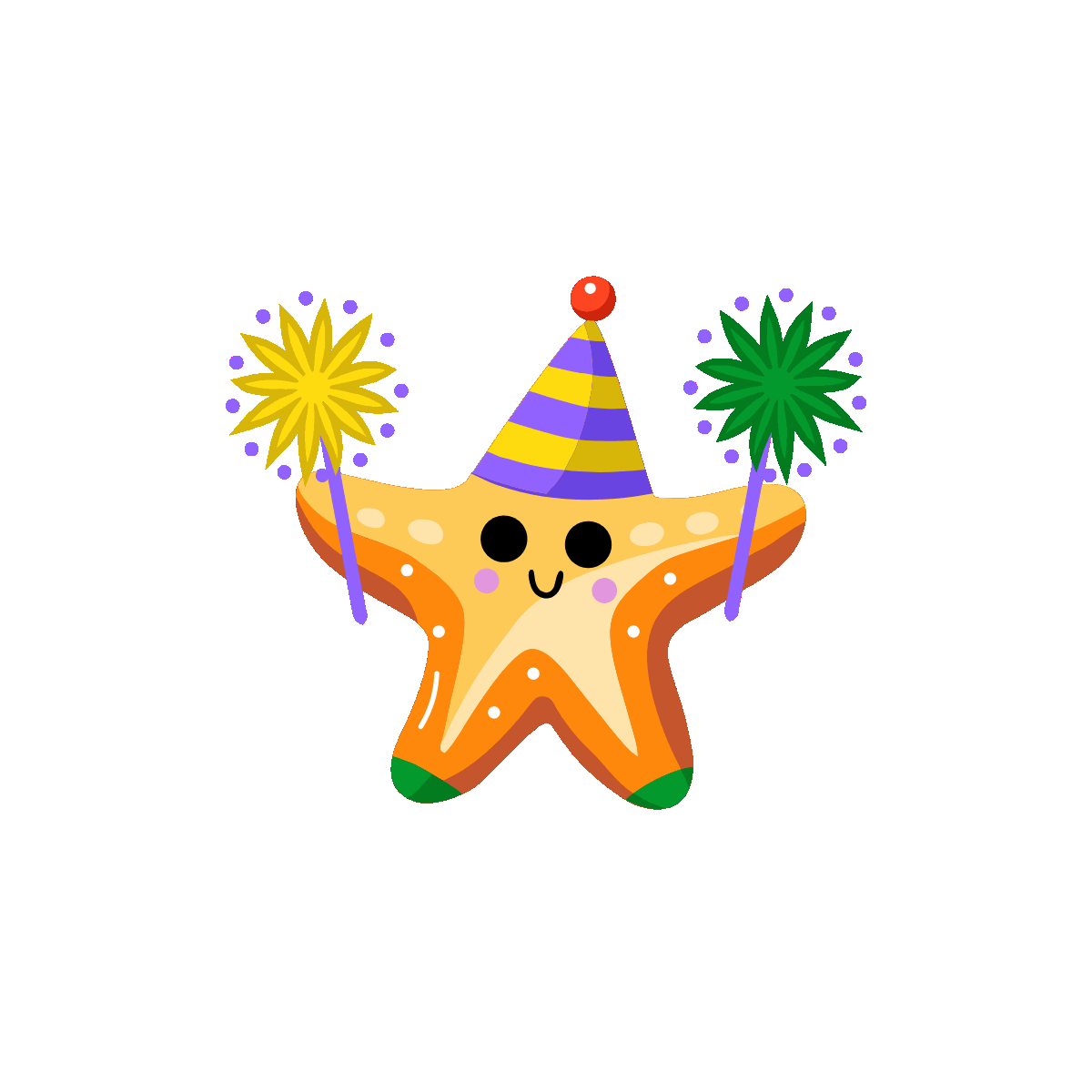 Flat animated cheerful starfish icon
