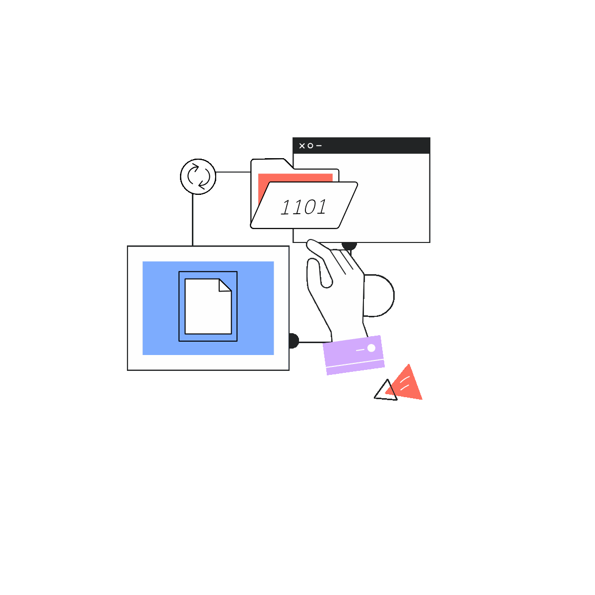 Data Sync Linear Animated Illustration