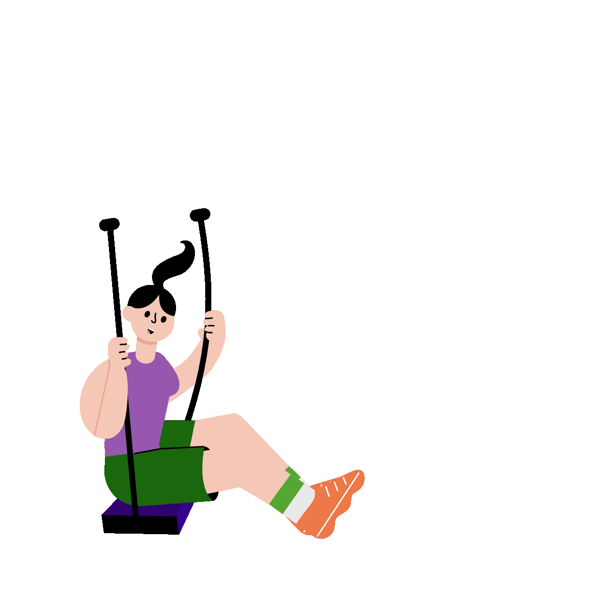 Flat-style animation of a girl swinging