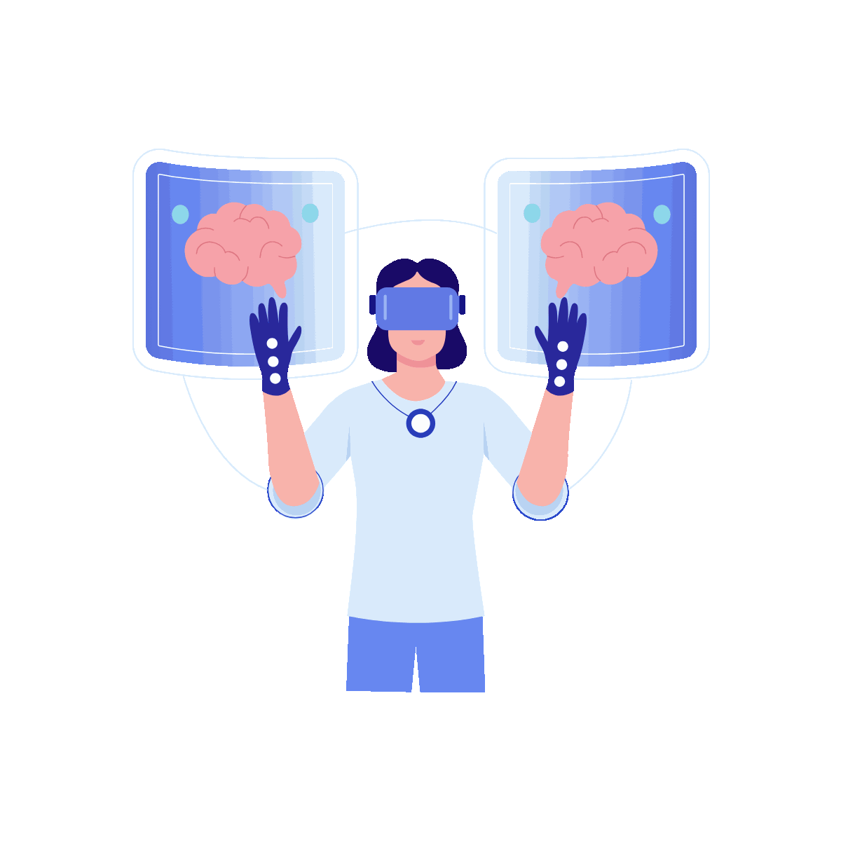 VR Technology Flat Animated Illustration