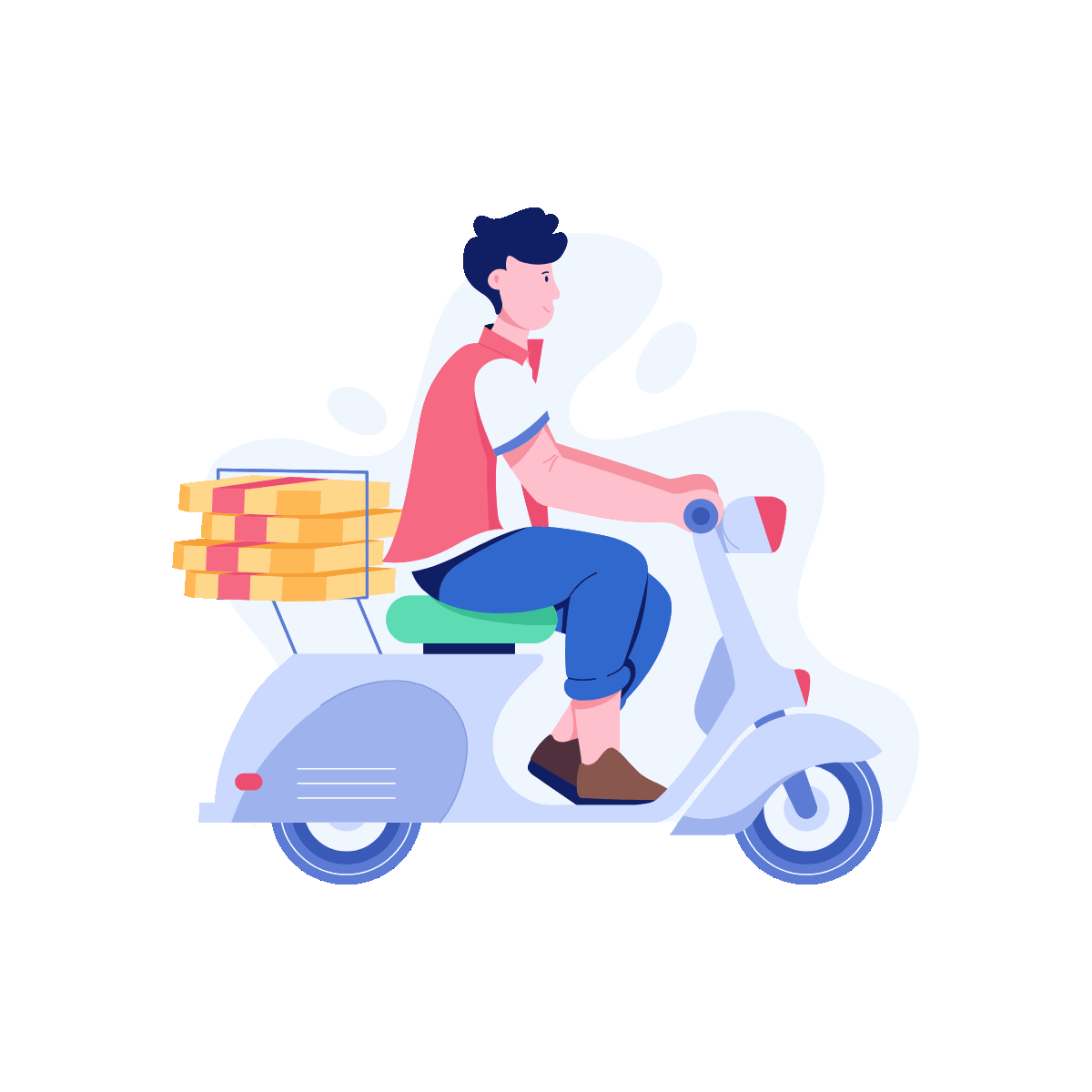 Flat Scooter Food Delivery Illustration