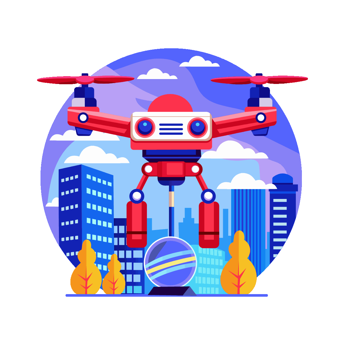 Flat Animated Robot Chef Illustration