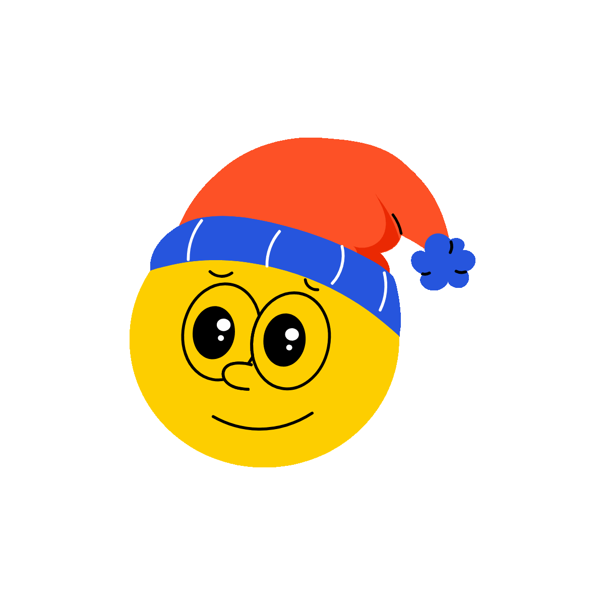 Christmas smiley animated flat sticker