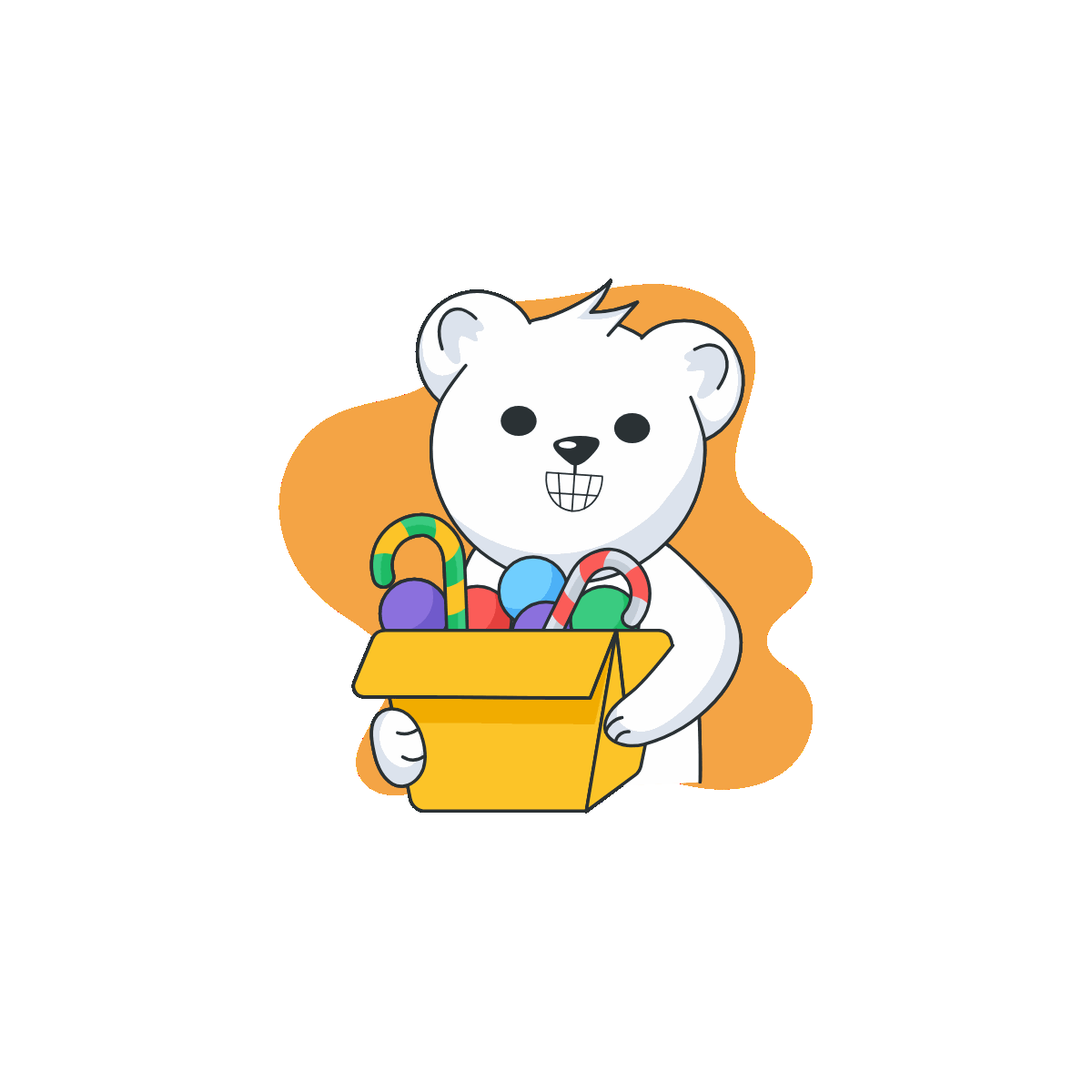 Heart-eyes bear animated flat sticker