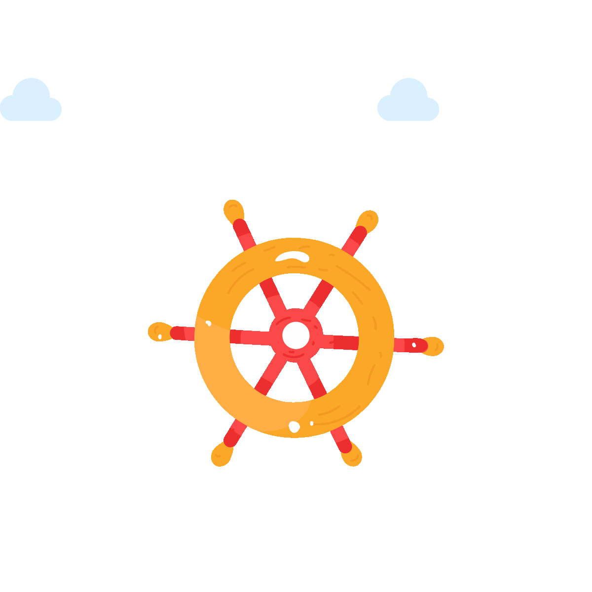 Animated Flat Sticker Icon of Rudder