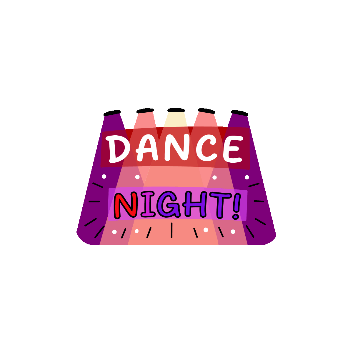 Dance Night Flat Animated Sticker Design