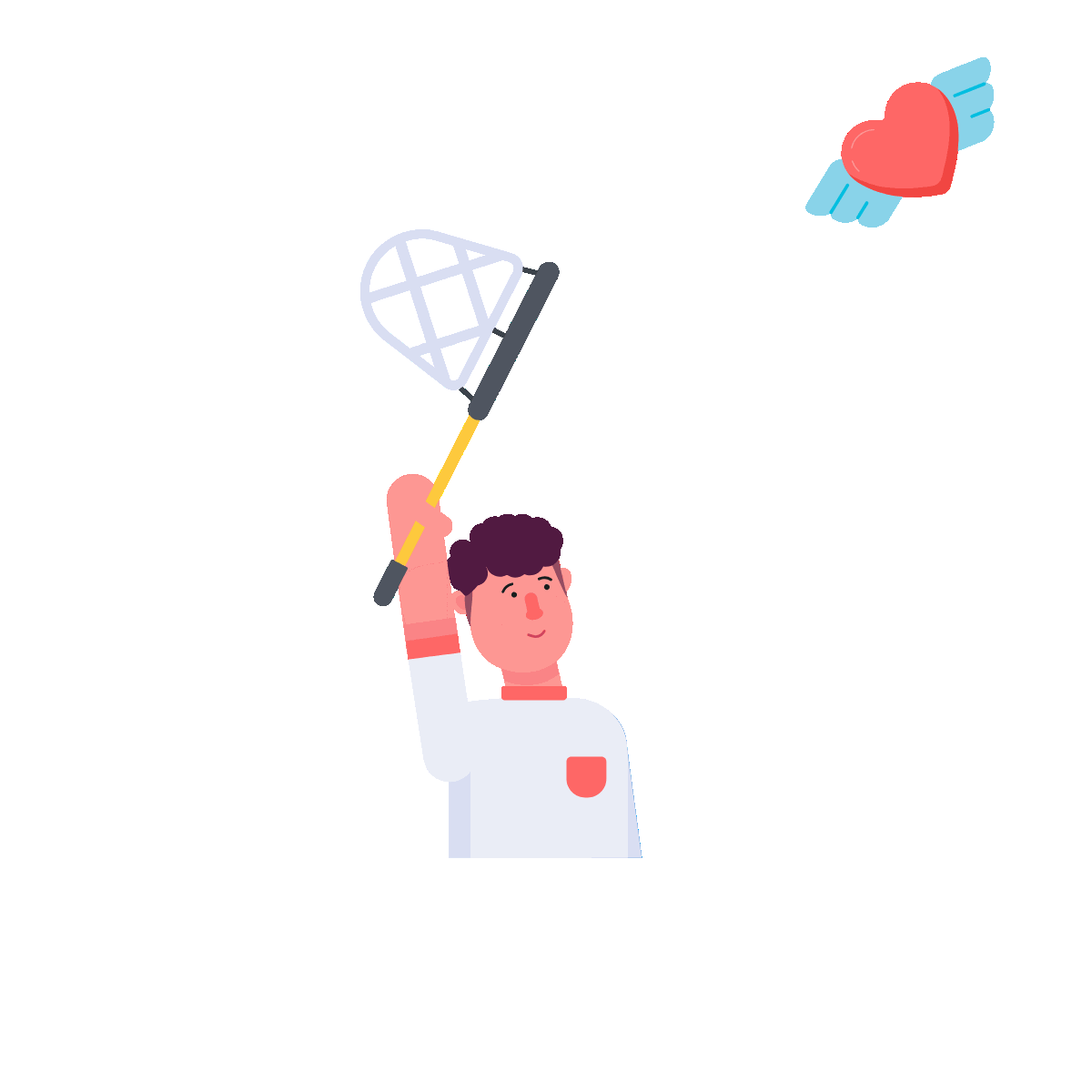 Animated icon of catching a heart