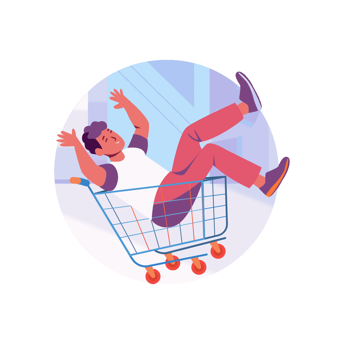 Flat Animated Shopping Cart Illustration