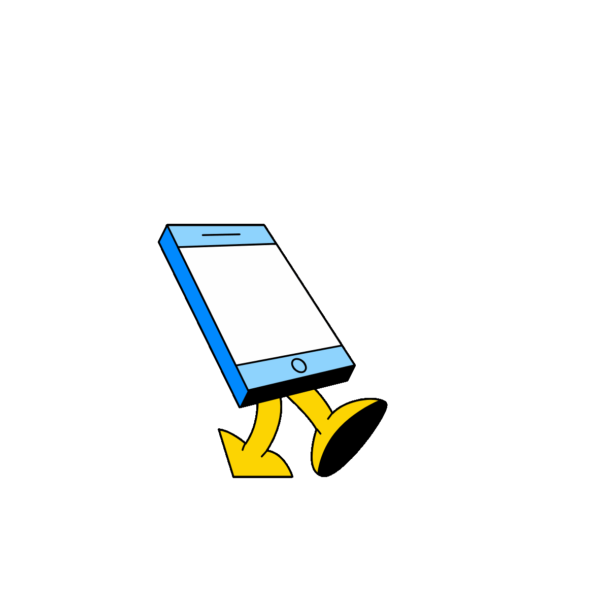 Animated illustration of a chatbot waving from a mobile chat screen.