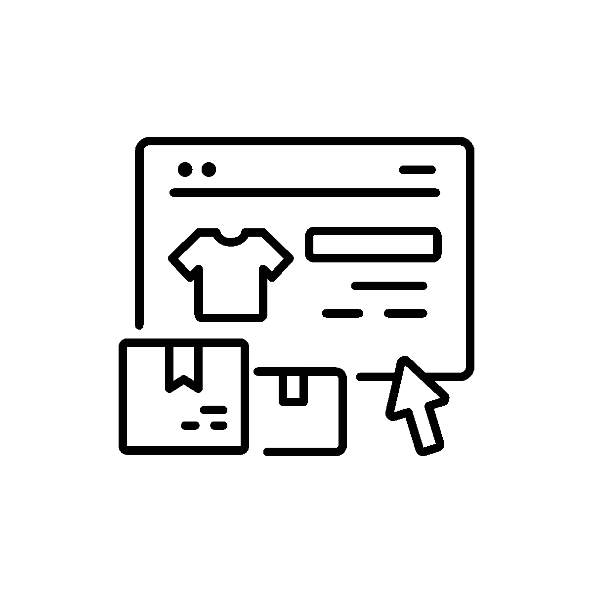 A linear animated icon of an online order