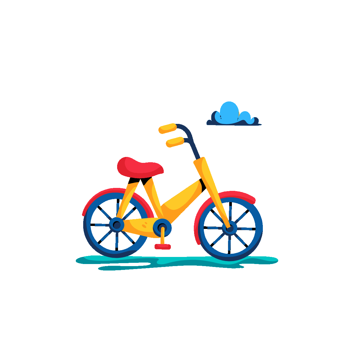 Animated bicycle icon for green transport