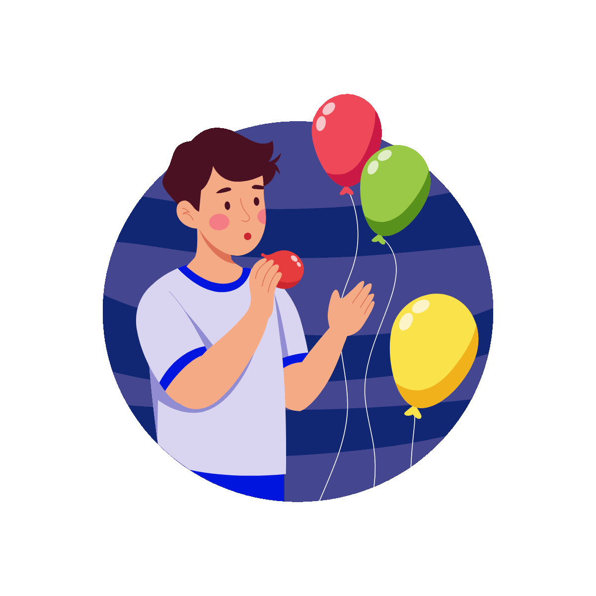 Blowing Balloons Flat Animated Illustration