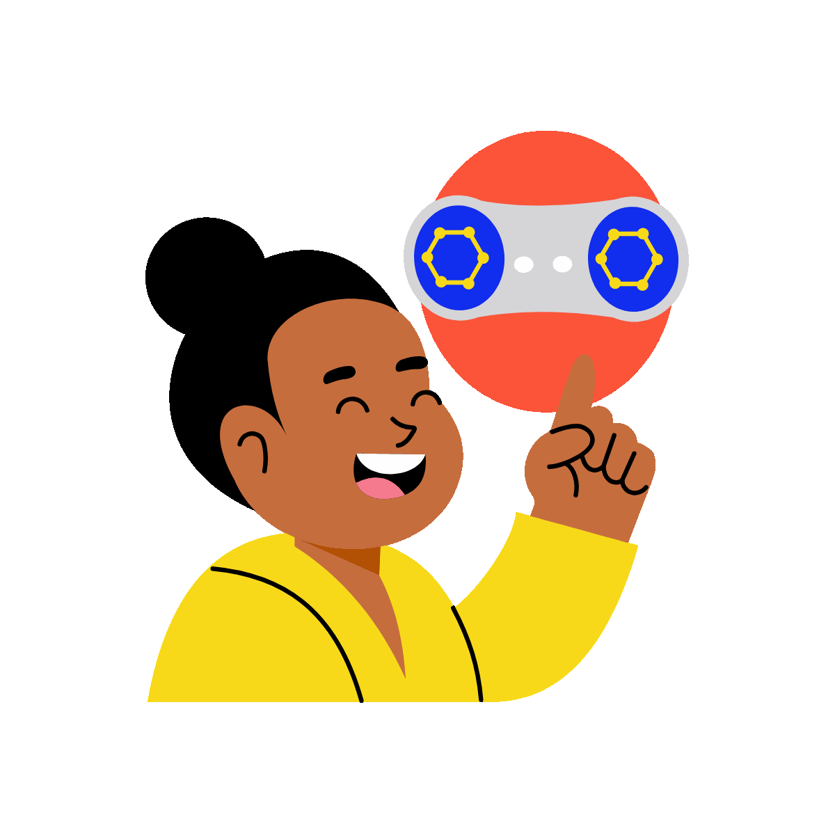 Flat-style animation depicting AI interaction