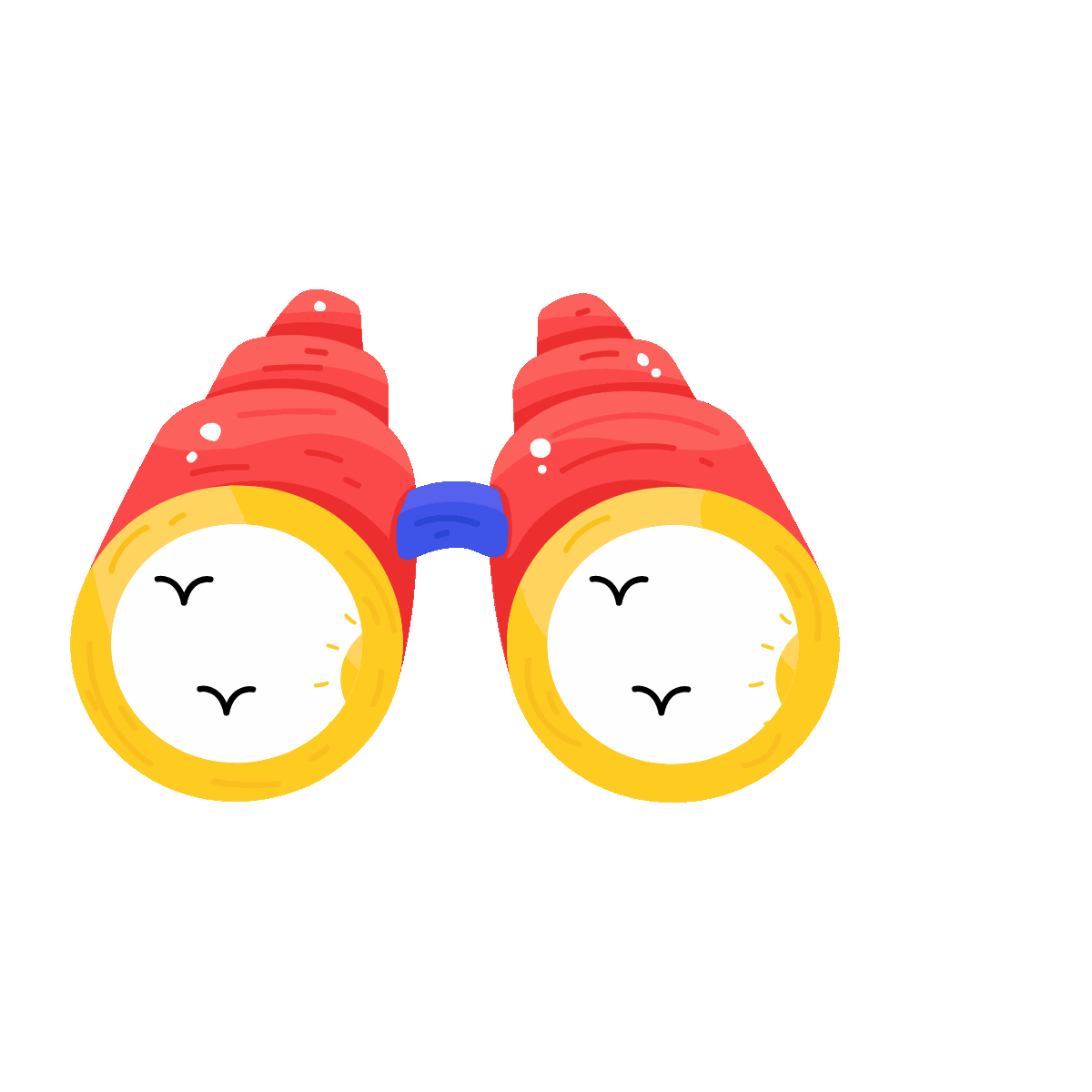 Animated Flat Sticker Icon of Binoculars
