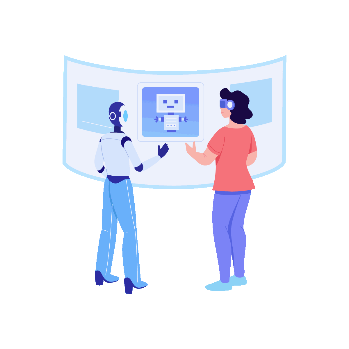Robot Assistant Flat Animated Illustration