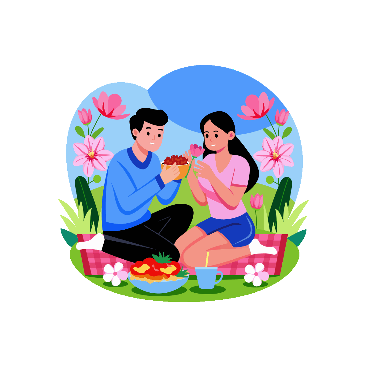 Trying Dress Flat Animated Illustration