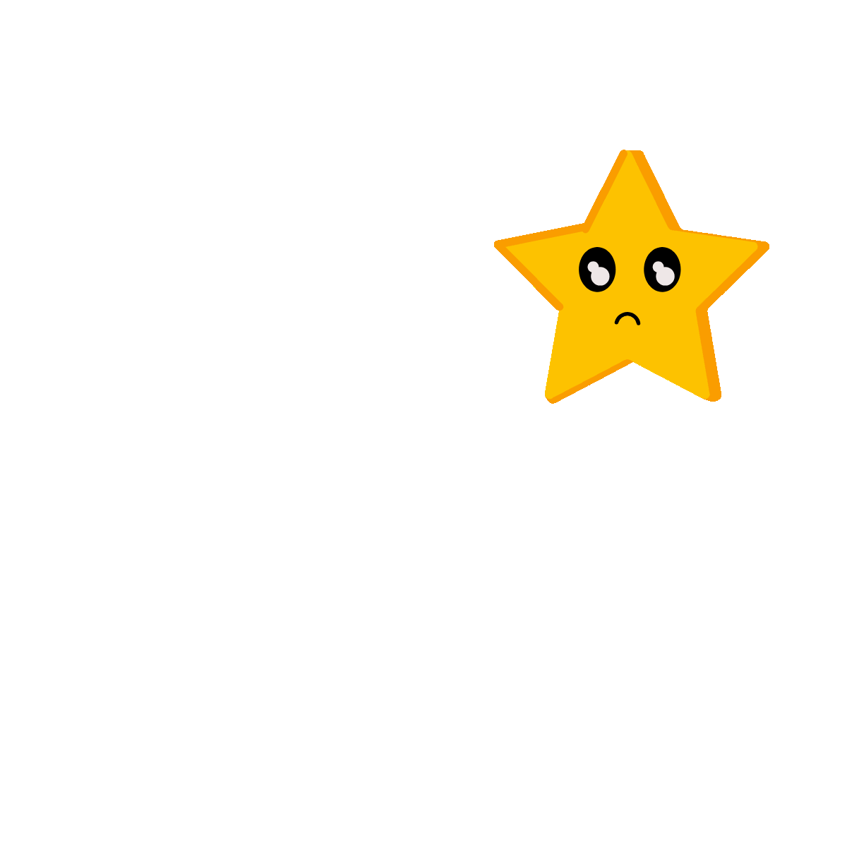 Flat Animated Sad Star Sticker Design