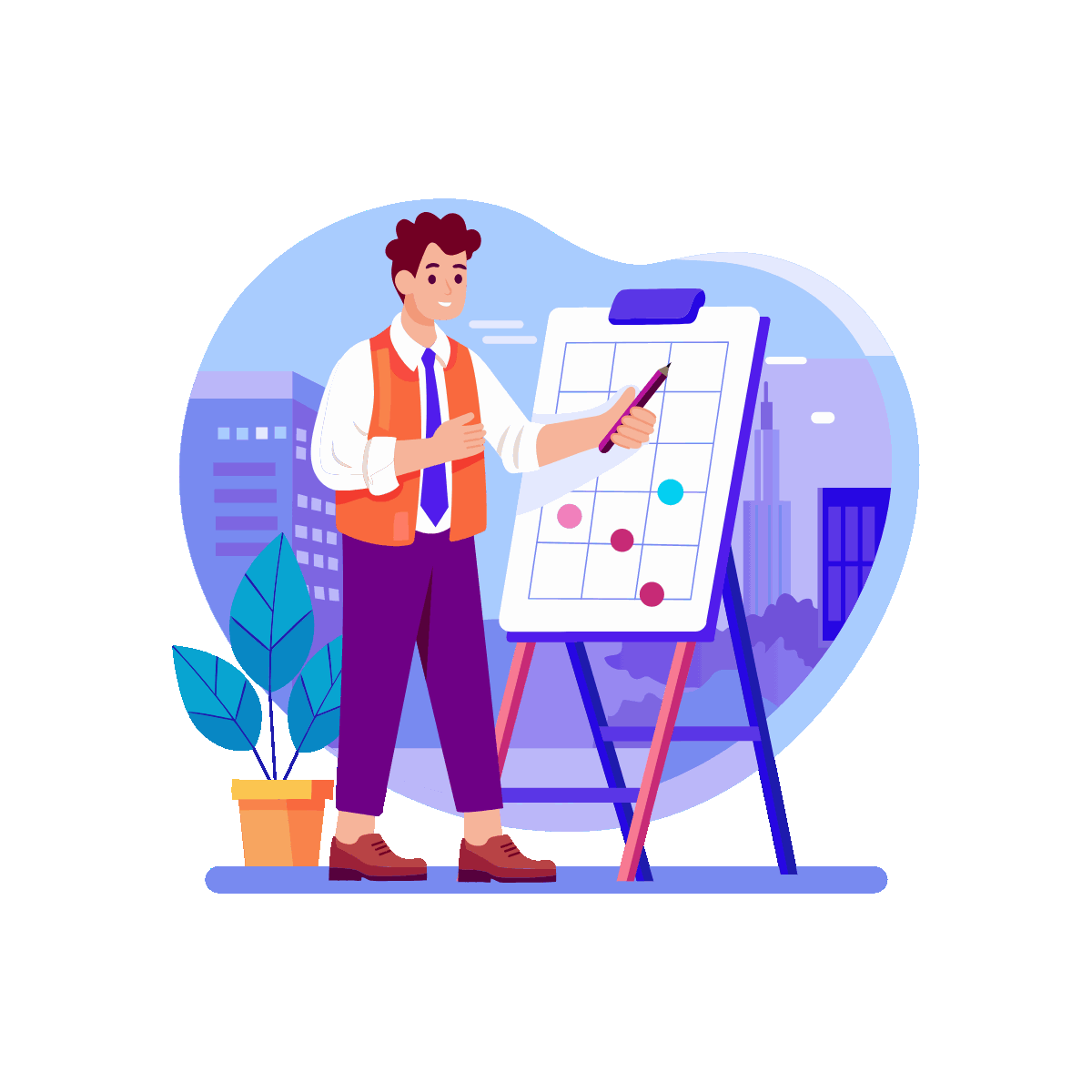 Business analyst evaluating company data